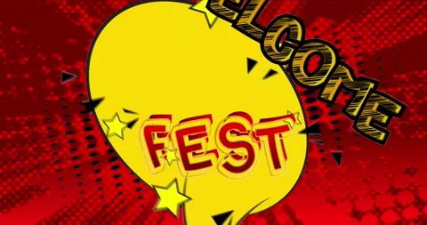 Welcome Fest. Comic Book Words Stock Footage 165343883
