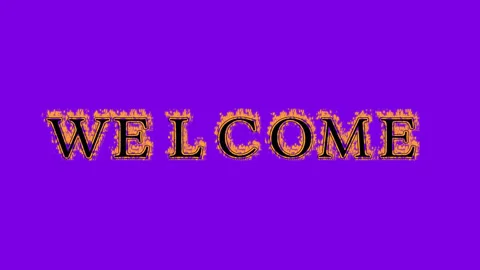 Welcome fire text effect violet background 스톡 동영상 136151811