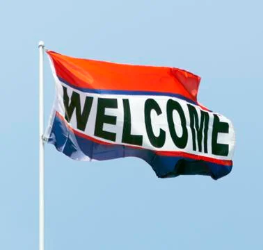 Welcome flag Stock-Fotos
