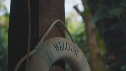 Welcome floter on the wall Stock Footage 151900010