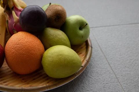 Welcome fruit on a ceramic tray Stock Photos
