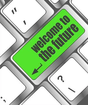 Welcome to the future text on laptop keyboard key 스톡 일러스트