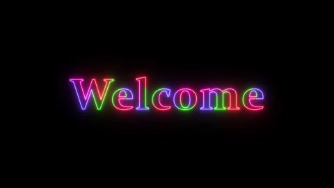 Welcome glowing neon text , glowing neon sign on the black background . Stock Footage 332959280
