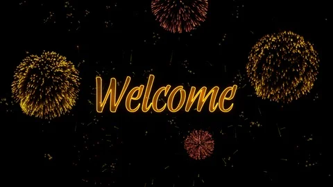 Welcome Greeting text with particles, colored fireworks, sparks and stars 動画素材 99049325