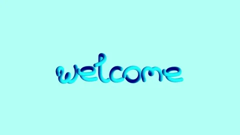Welcome Hand Drawn Text in Blob Shape on Blue Background Stock Footage 317726077