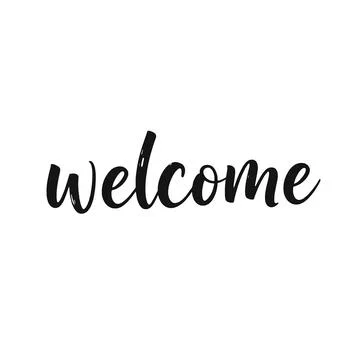 Welcome Hand Lettered Text On A Clean White Background 스톡 일러스트