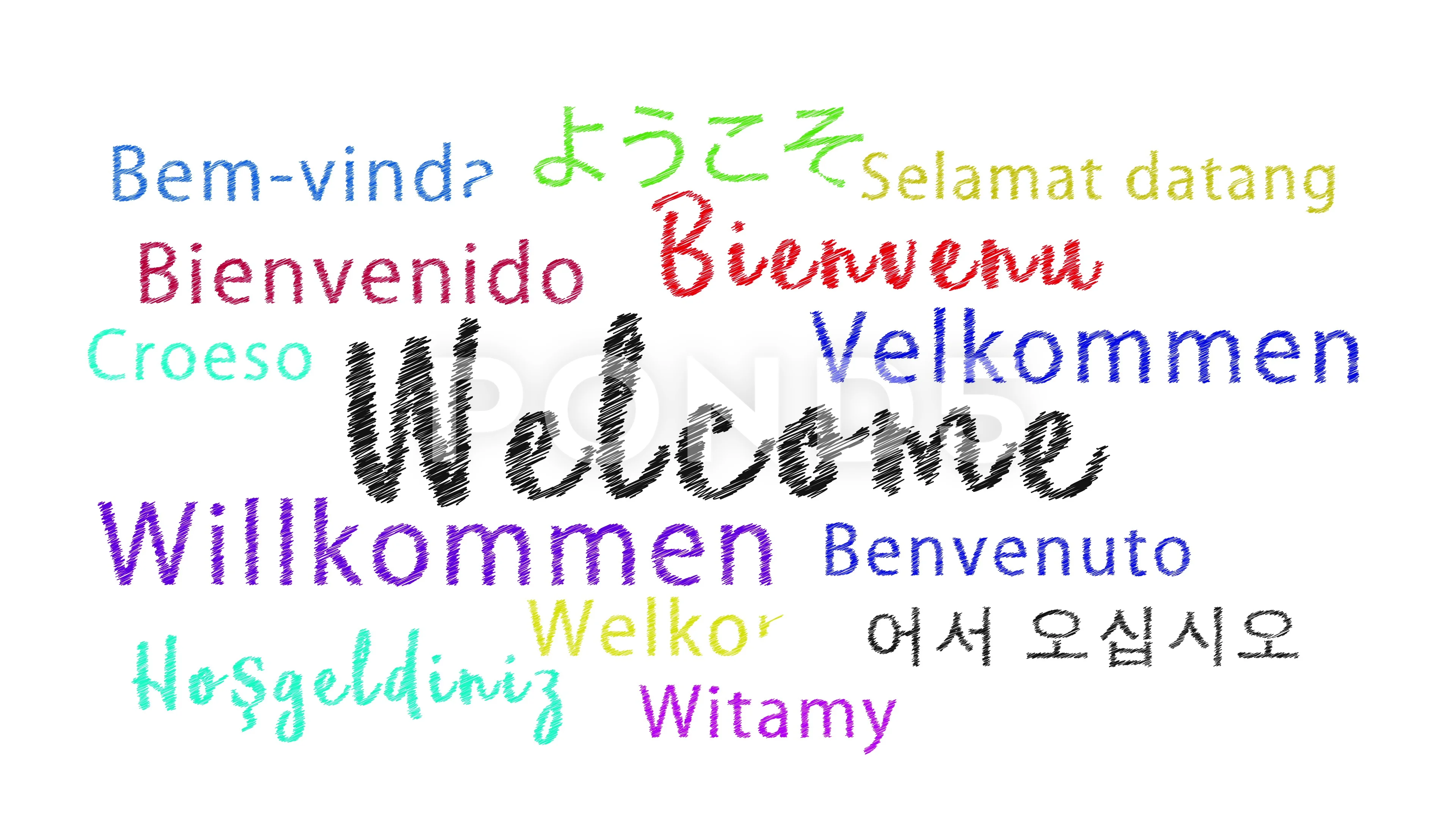 Welcome Hand Writing Style in Multi Lang, Stock Video