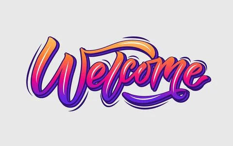 Welcome handwritten gradient poster on background. Hand sketched Welcome Stock Illustration