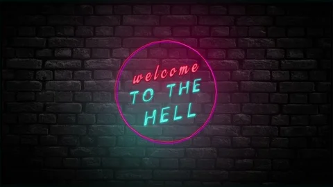 Welcome To The Hell Neon Sign Brick W Stock Video Pond5