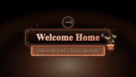 Welcome home sign with decorative elements and warm colors Stock Footage 344585090