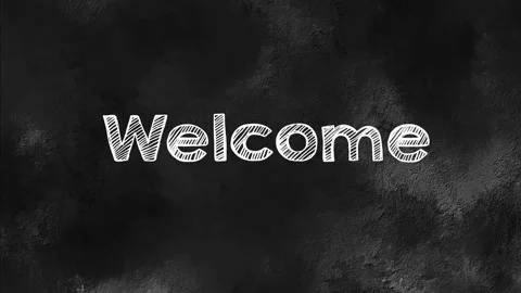 Welcome intro in wipe random strips. Welcome in chalk on a black stone Stock-Footage 237807092
