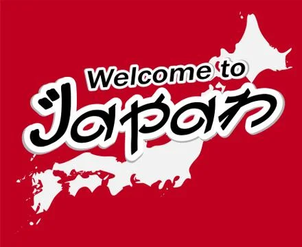Welcome to japan with japan map vector Stock Illustration