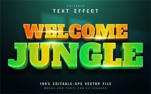 Welcome jungle text, editable 3d text effect with gradient Stock Illustration