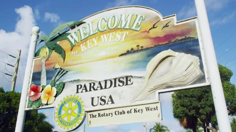 Welcome to Key West Florida Entrance Sign 4K Stock Footage