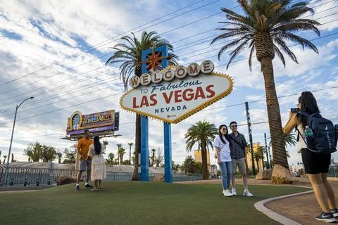 Welcome to Las Vegas Sign at daylight. Stock Photos