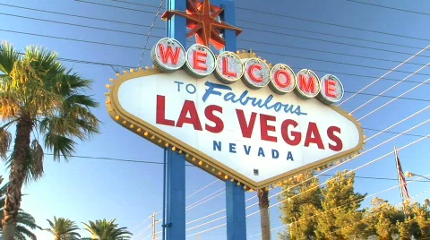 Welcome to Las Vegas Sign on Strip in Nevada Stock Footage