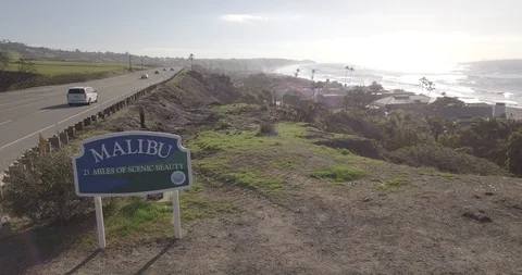 Welcome to Malibu Sign Stock Footage 100342582