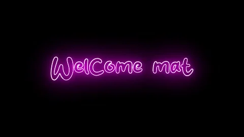 'Welcome Mat' text animation with neon glow line. Stock Footage 282576971