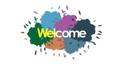 Welcome message on many paint colors with white background Stock Footage 290091063