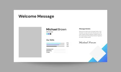 Welcome Message Slide Presentation Template | Modern &amp; Professional Design Stock Illustration