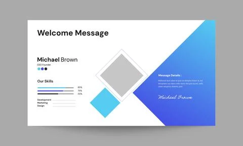 Welcome Message Slide Presentation Template Professional Design Stock Illustration