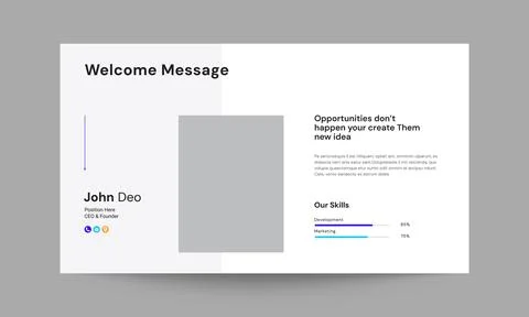 Welcome Message Slide Presentation Template Professional Introduction Design Stock Illustration