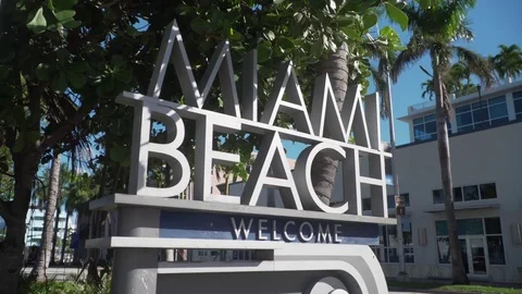 Welcome to miami sign, multiple angles Stock Footage 84806931