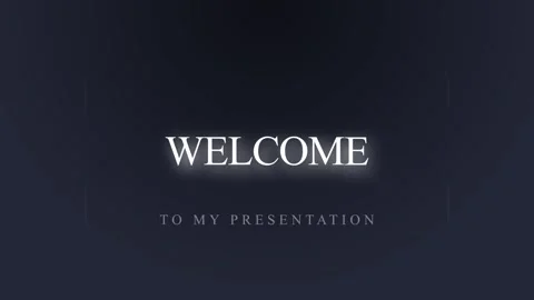 Welcome to my presentation glowing text on dark background white Video stock 343149658