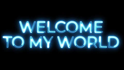 Welcome to My World Neon Text Animation  | Modern Intro Motion Graphic Stock Footage 320880341
