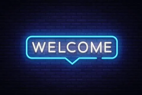 Welcome Neon Text Vector. Welcome neon sign, design template, modern trend Stock Illustration