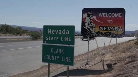 Welcome to Nevada Sign at Stateline Stock Footage 79664329