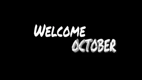Welcome October animated handwritten text on black background 库存影片 343258965