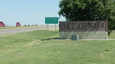 Welcome to Oklahoma Sign Stock Footage 60574363
