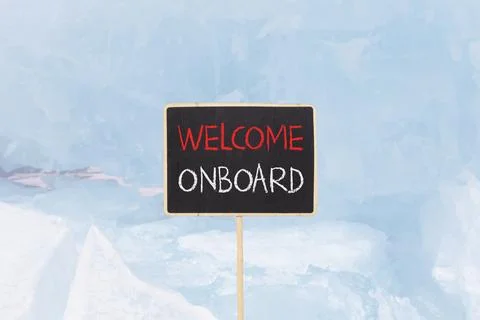 Welcome onboard symbol. Concept words Welcome onboard on beautiful yellow b.. Stock-Fotos