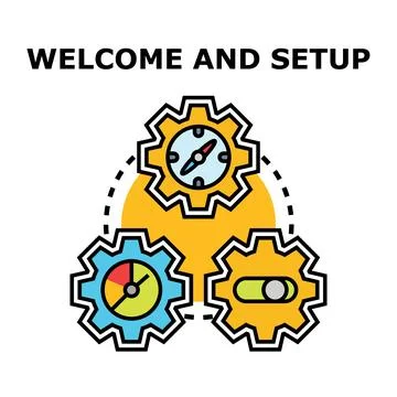 Welcome onboarding and system setup configuration process Illustrazione stock