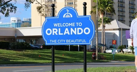 Welcome To Orlando Sign Stock Footage