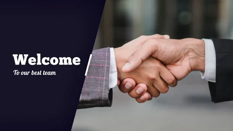 Welcome to our best team - text animation with background image Stock Footage 242583657