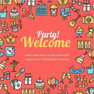 Welcome Party Invitation Card. Vector Stock Illustration