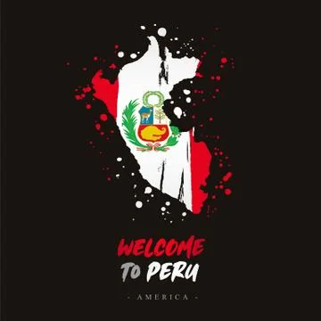 Welcome to Peru. Flag and map of the country Stock Illustration