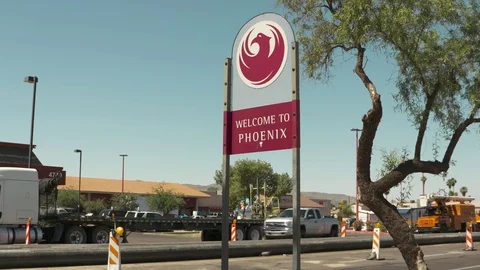 Welcome to Phoenix sign UHD Stock Footage 75501133
