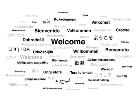 Welcome phrase in different languages of the world Stock Illustration