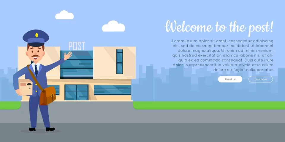 Welcome to the Post Vector Web Banner with Postman Illustration