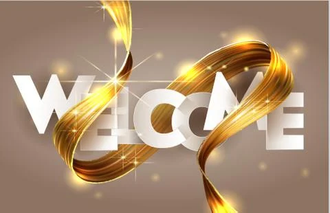 Welcome poster with a range of brush strokes on the background. Colorful design Stock Illustration