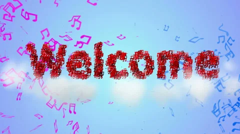 Welcome Red Musical Note Particles Loop Animation 4K resolution Ultra HD Stock Footage 39933671