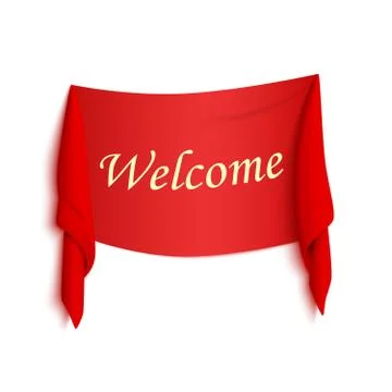 Welcome red realistic sticker イラスト素材