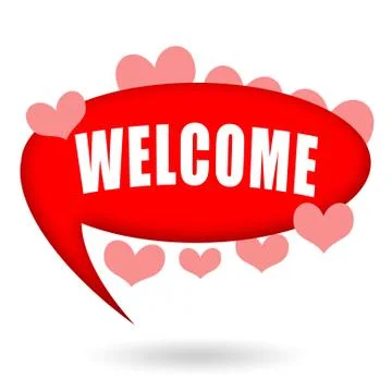 Welcome red speech bubble Stock Illustration