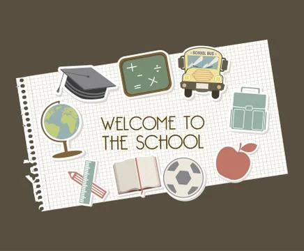 Welcome to school over brown background vector illustration 스톡 일러스트