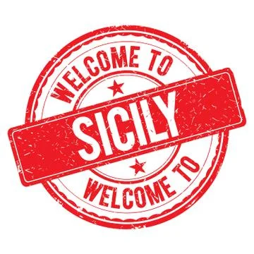 Welcome to SICILY Stamp. Stock Illustration