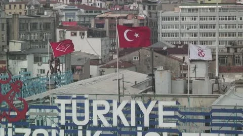 Welcome sign in the harbor of Istanbul, Turkey Stock Footage