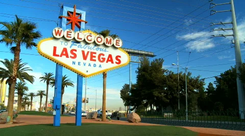 Welcome Sign on Las Vegas Strip Stock Footage